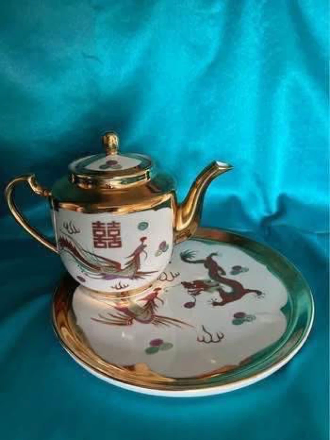 Tea Pot+Tray Porcelain Set