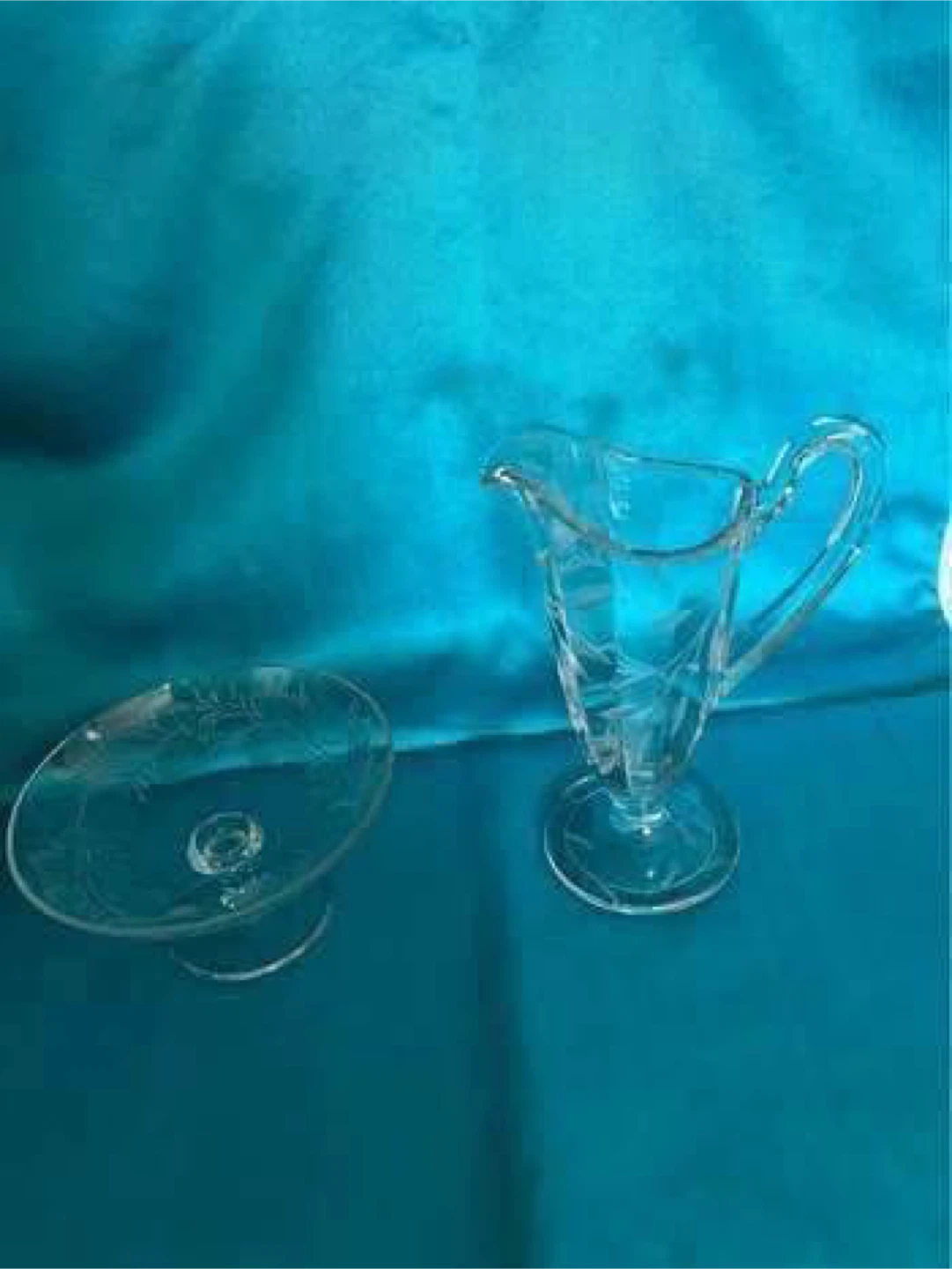 Vintage Etched Glass Dessert Set