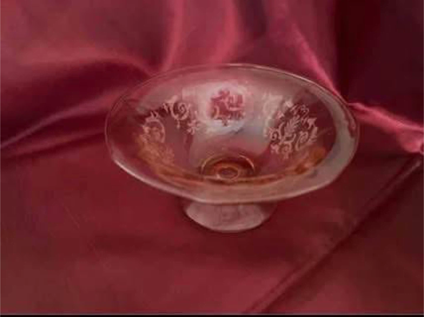 Vintage Pink Glass Pedestal Bowl