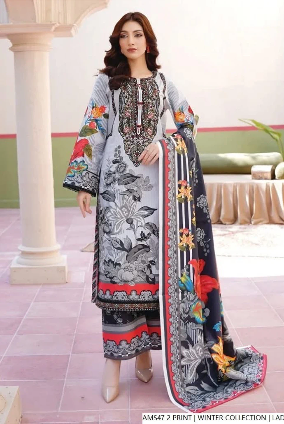 Floral Print Winter Collection Ladies Suit