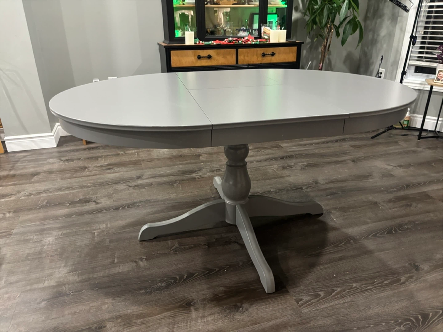 Grey Round Extendable Dining Table - photo 2