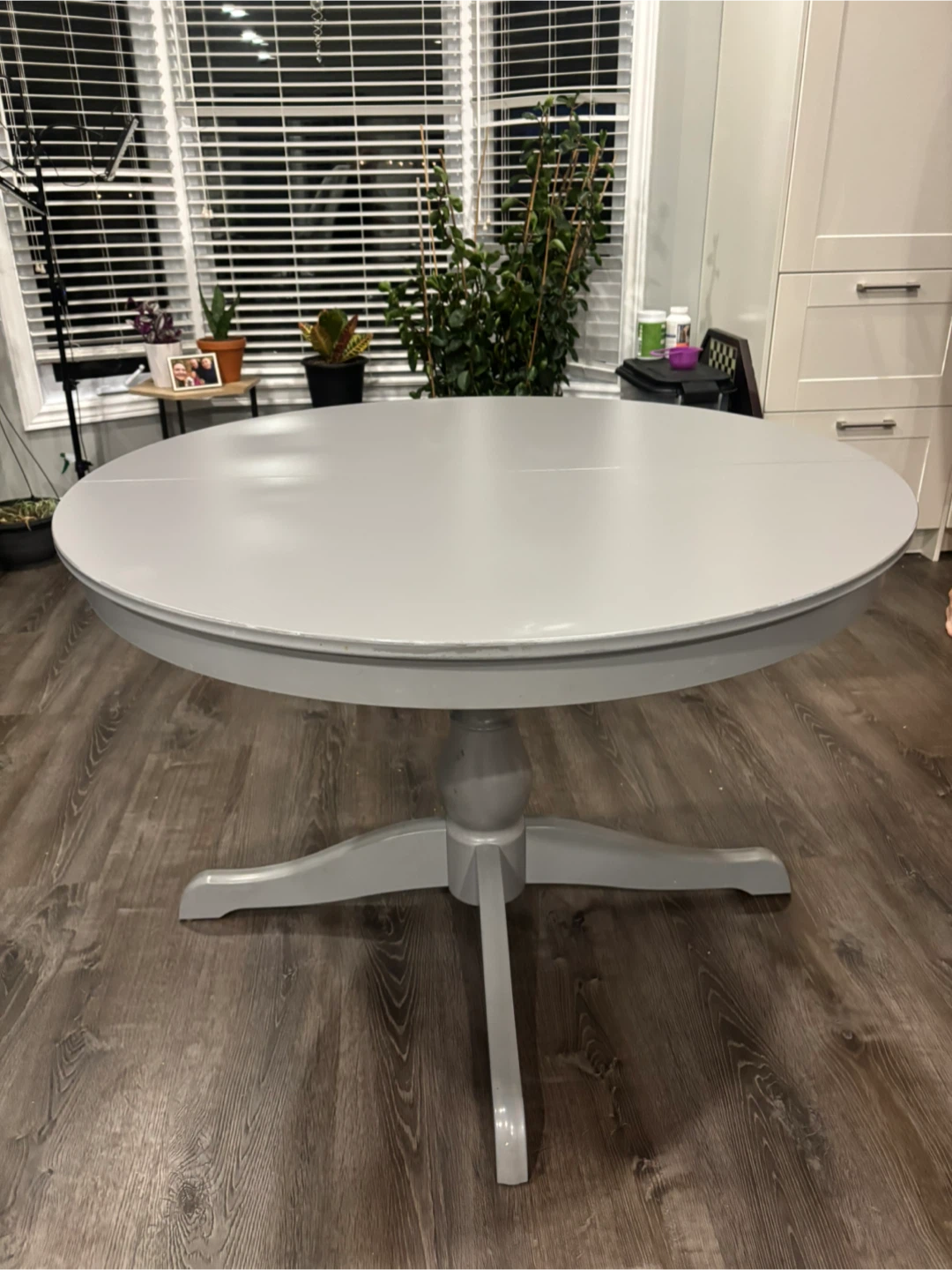 Grey Round Extendable Dining Table