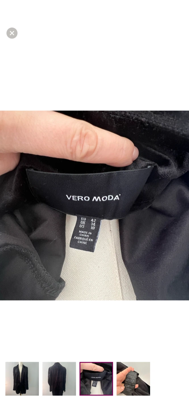Vero Moda Black Velvet Blazer - Size M - photo 3