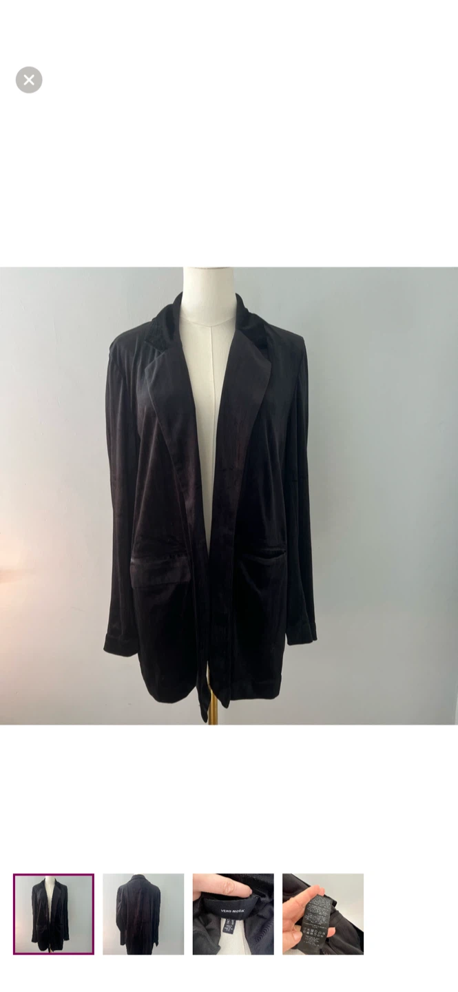 Vero Moda Black Velvet Blazer - Size M