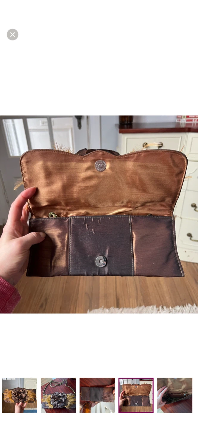 Brown Feathered Clutch Purse - photo 4