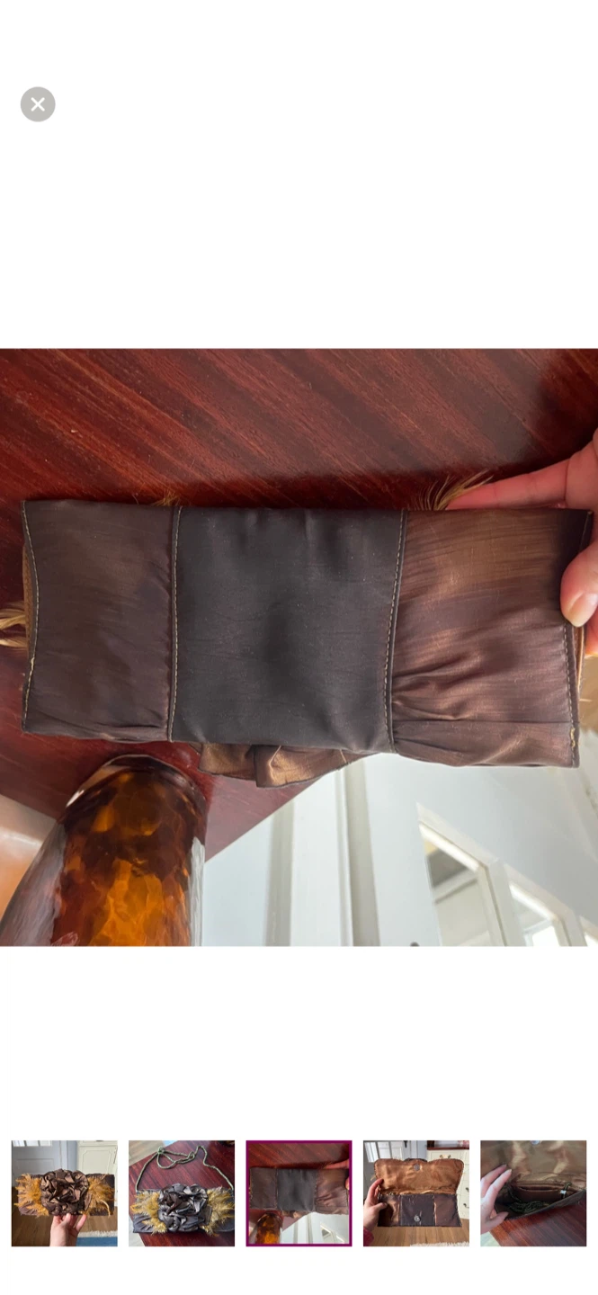 Brown Feathered Clutch Purse - photo 3