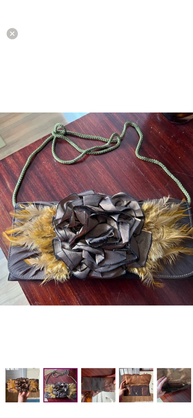 Brown Feathered Clutch Purse - photo 2
