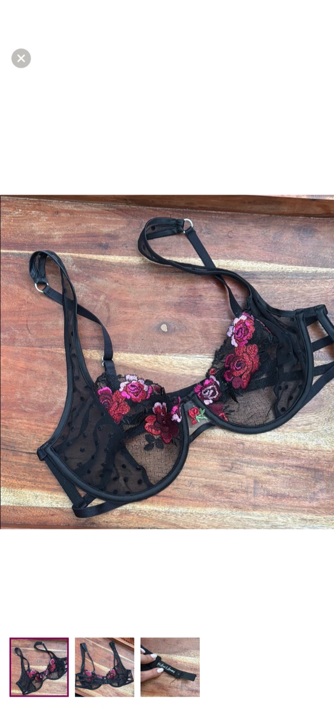 For Love & Lemons Black Floral Bra - Size L
