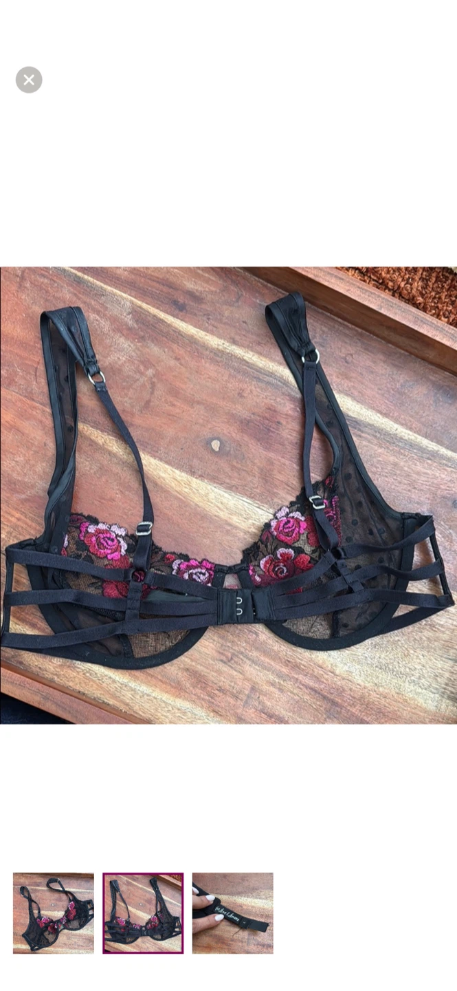 For Love & Lemons Black Floral Bra - Size L - photo 2