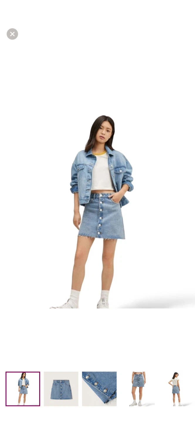 MNG Denim Button-Down Skirt, Size L