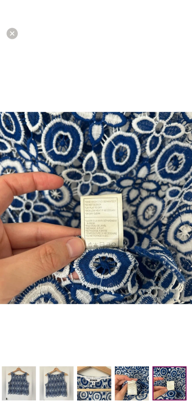 BB Dakota Blue & White Lace Tank - Size M - photo 4