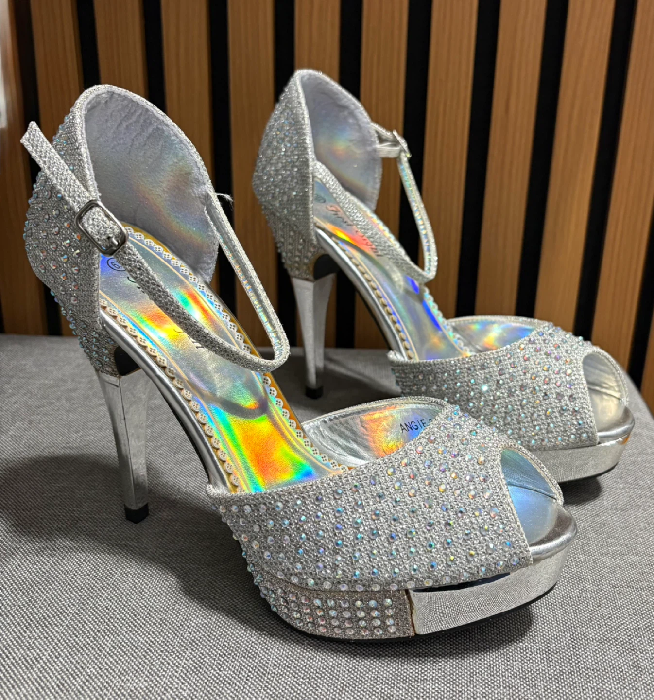 Silver Angie Platform Heels - Size 6