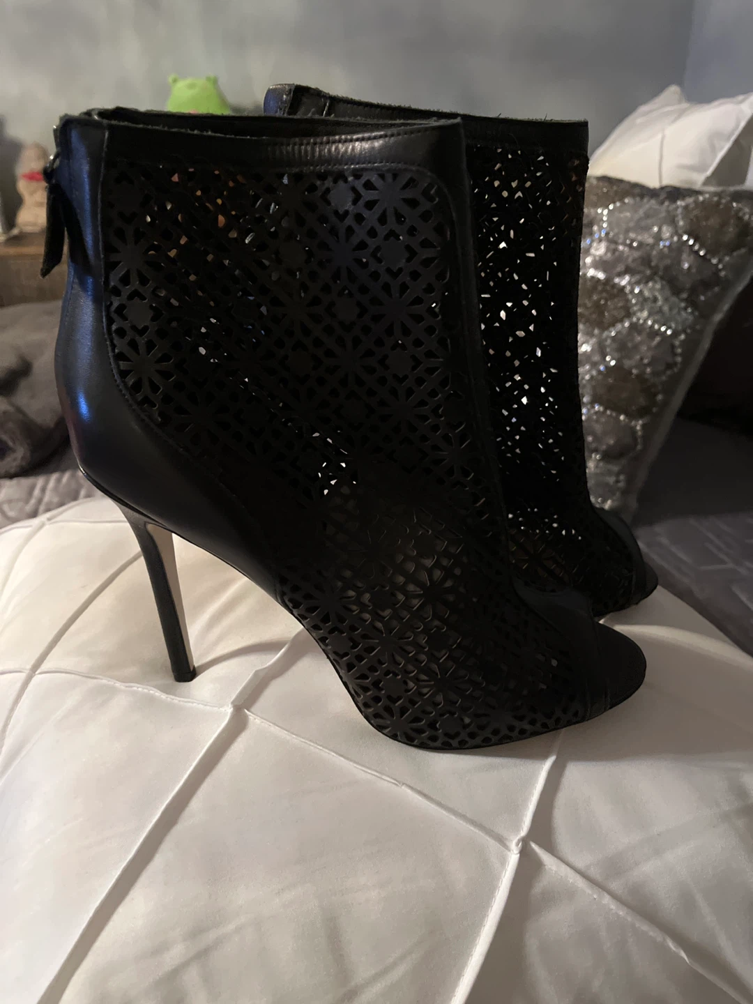ADC Black Leather Open Toe Booties - Size 9.5 - photo 2
