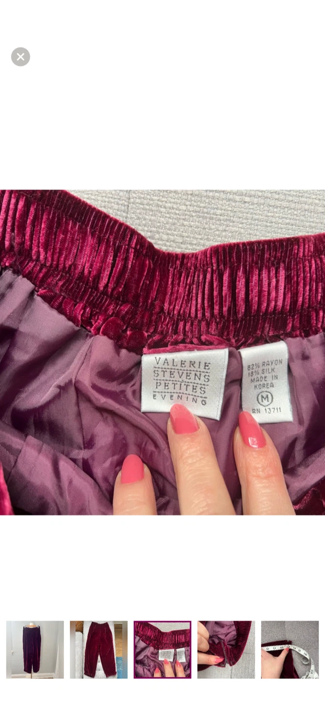 Valerie Stevens Velvet Pants - Size M - photo 3