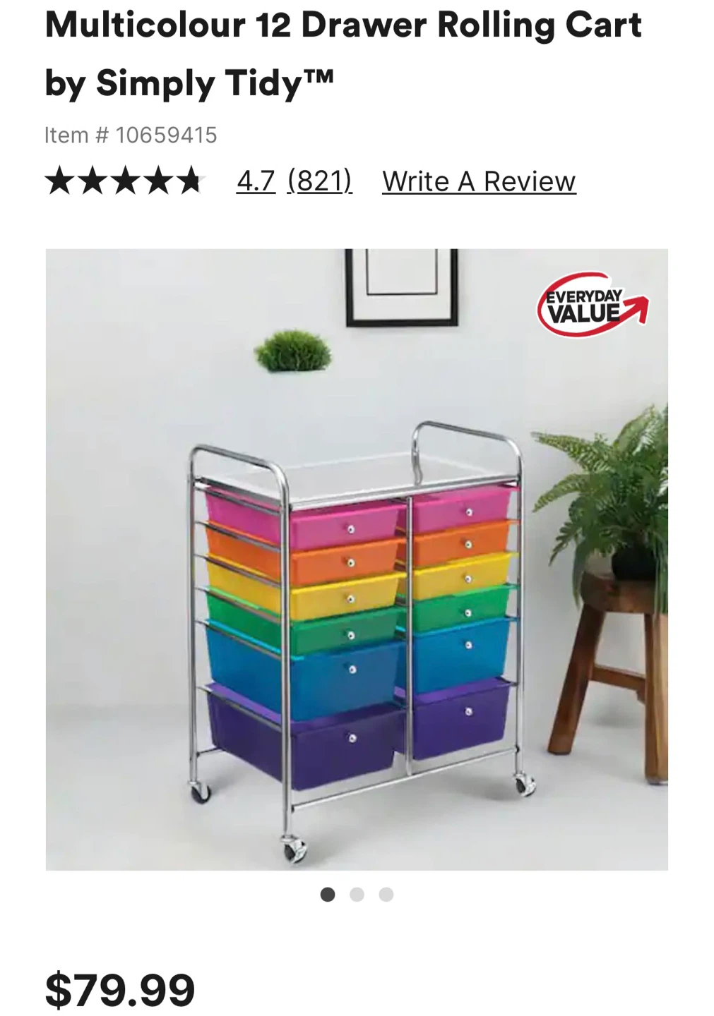 Multicolour 12 Drawer Rolling Cart by Simply Tidy™ - photo 3