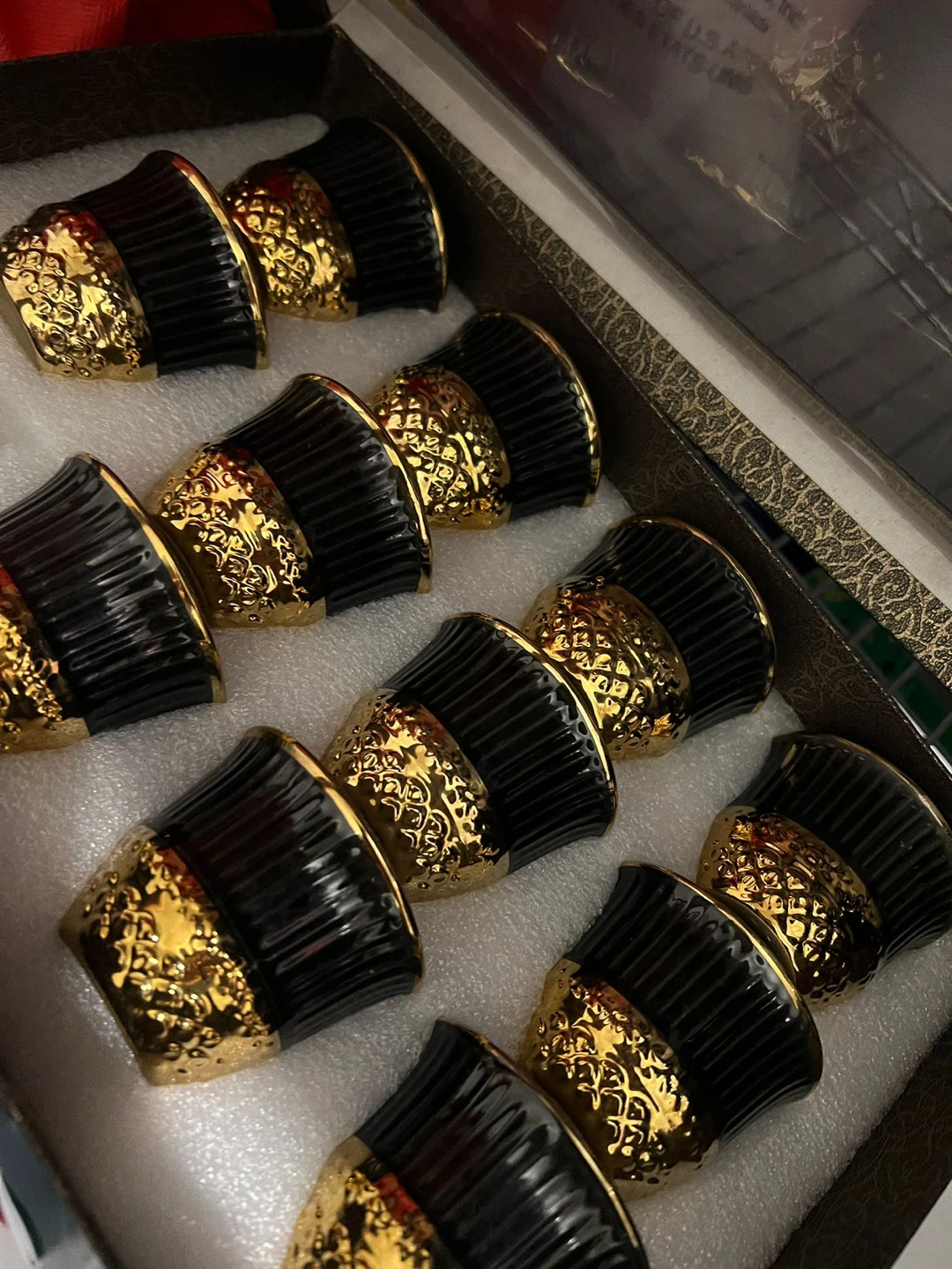 Set of 12 Black & Gold Turkish Coffee Cups