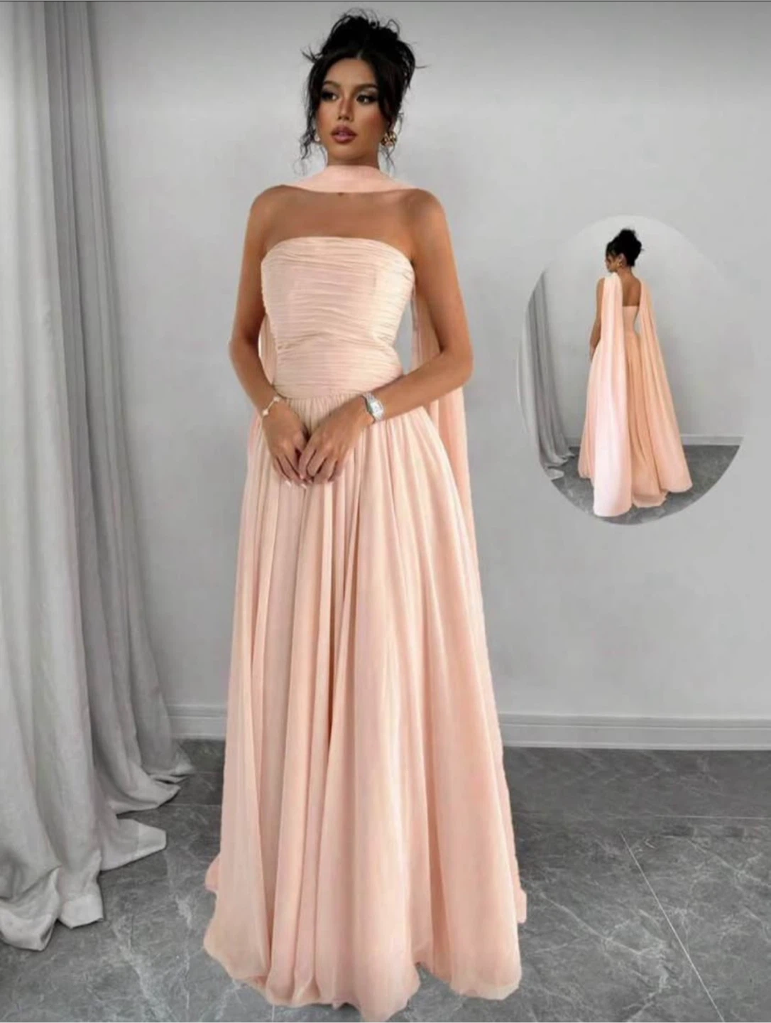 Blush Pink Strapless Maxi Dress