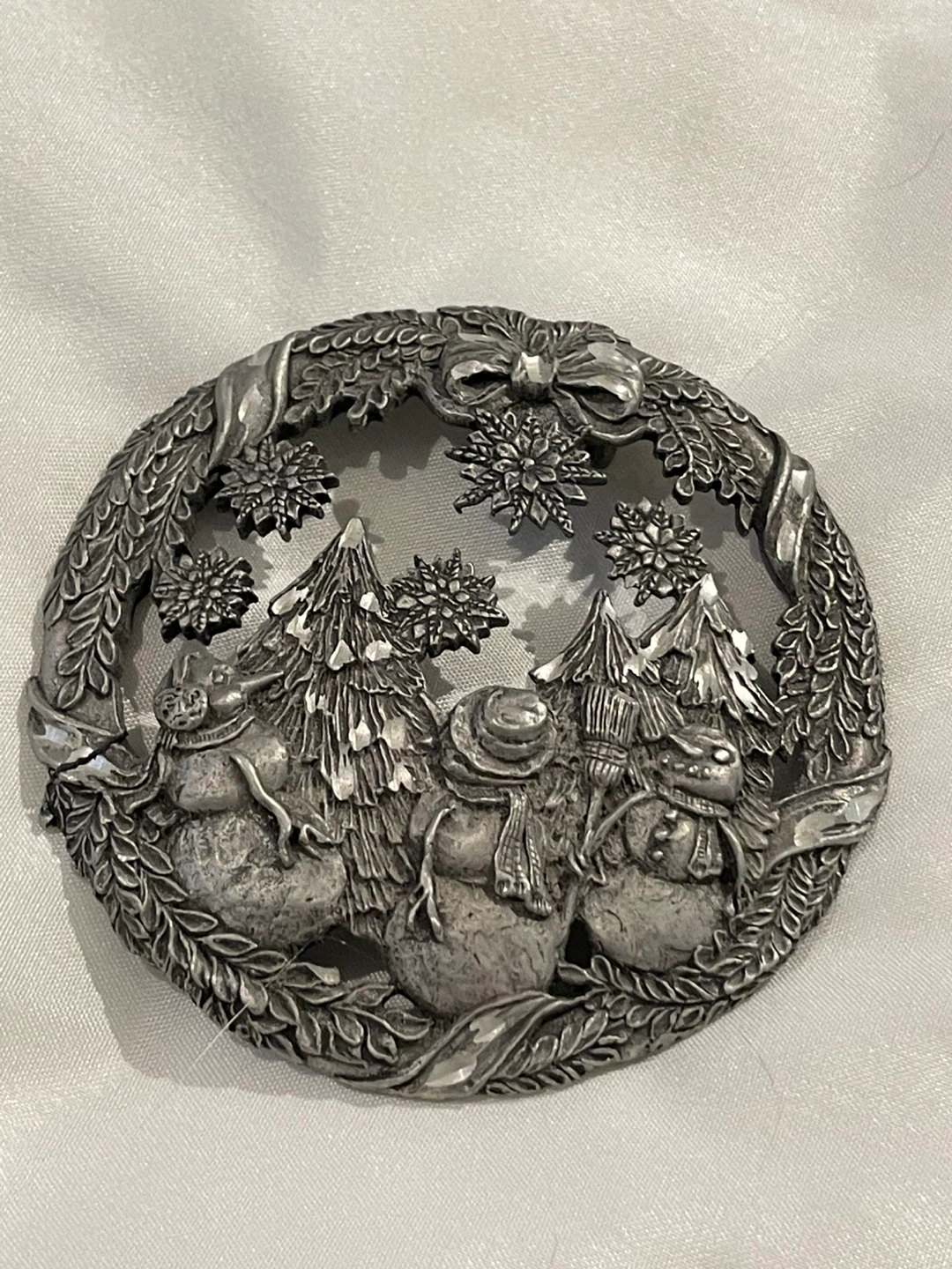 Rawcliffe Pewter 1998 Christmas Snowman Jar Top Lid
