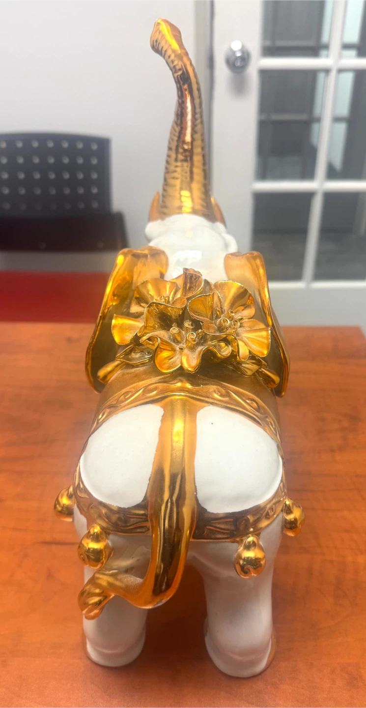 White & Gold Decorative Elephant Figurine - photo 3