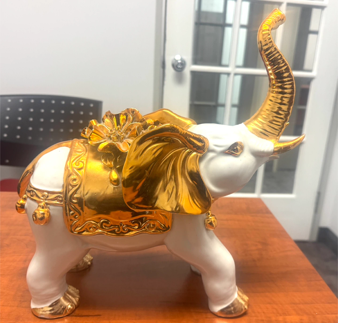 White & Gold Decorative Elephant Figurine