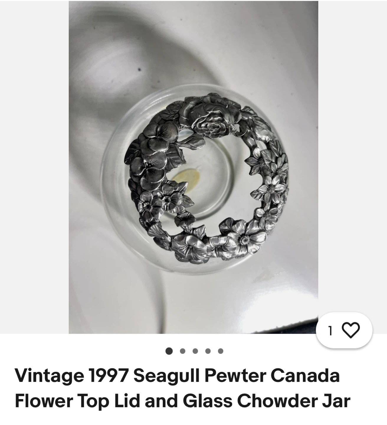 Vintage 1997 Seagull Canada Pewter Flower Lid - photo 4