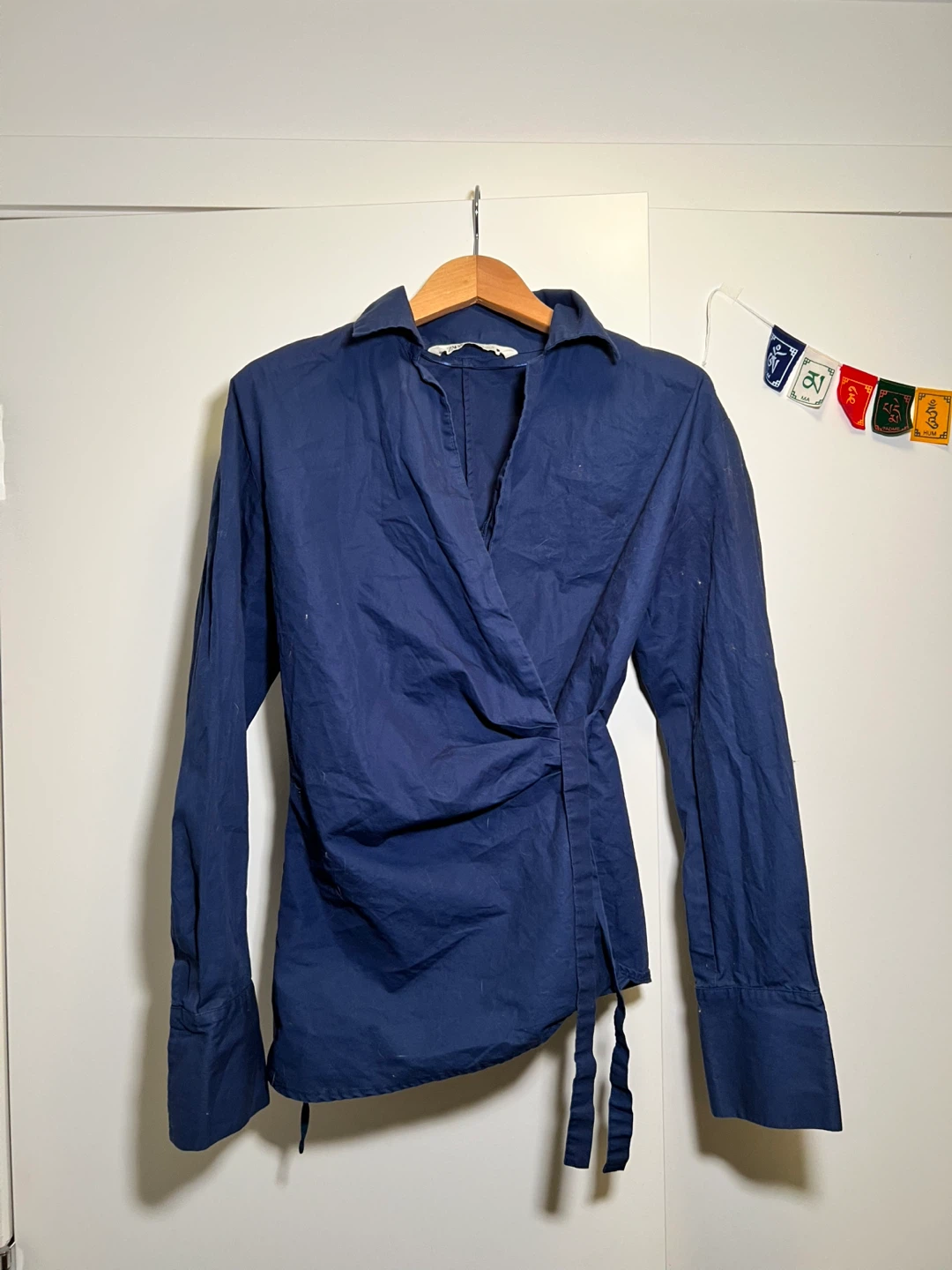 Zara Blue Wrap Blouse - Size S