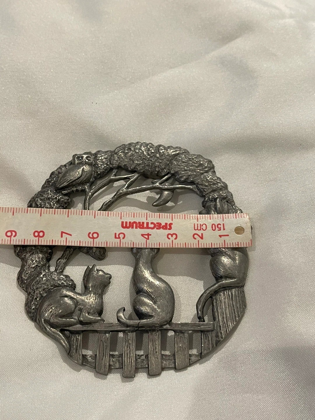 Pewter Cat & Owl Ornament - photo 3