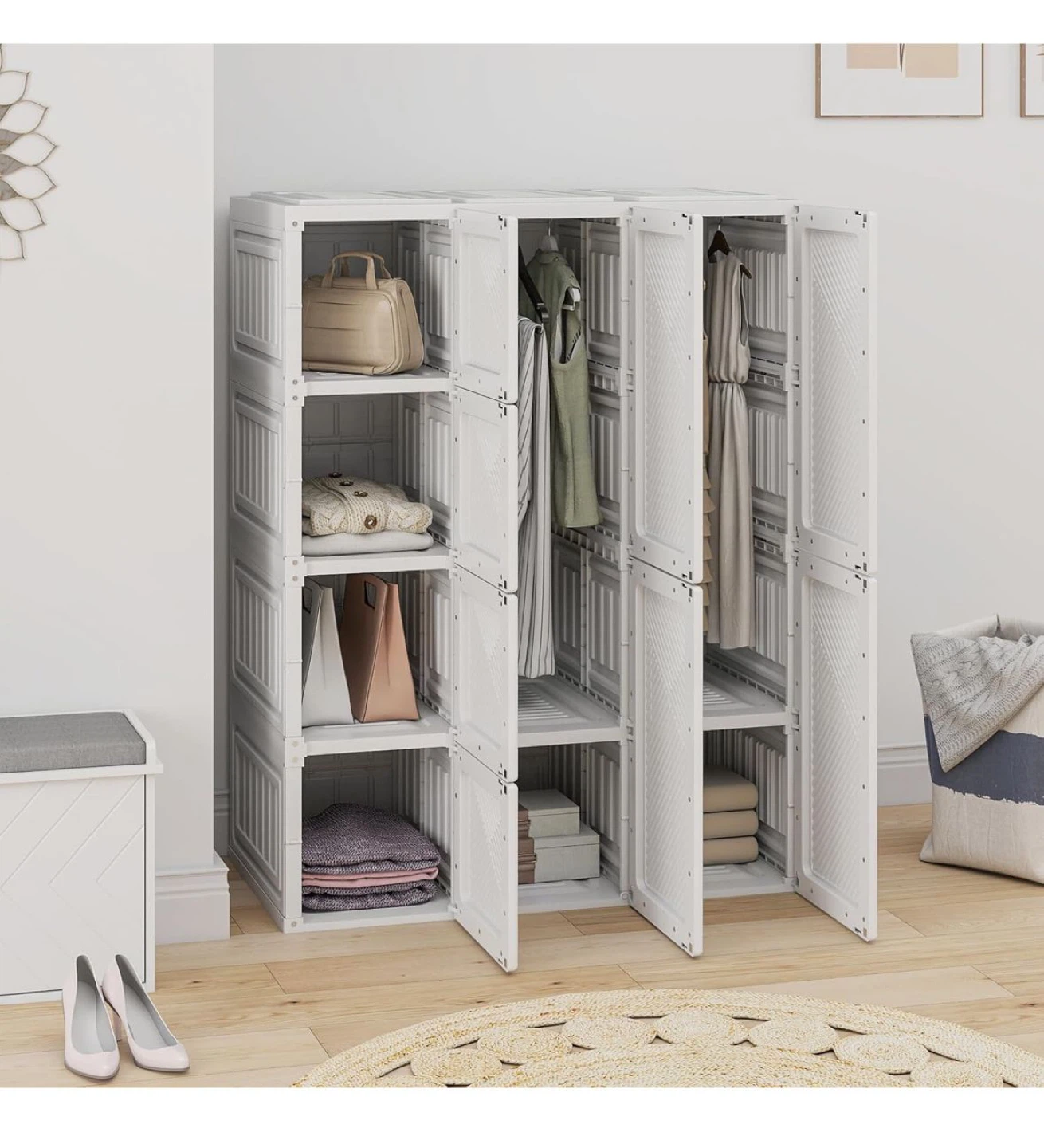 HOMCOM White Portable Closet Wardrobe