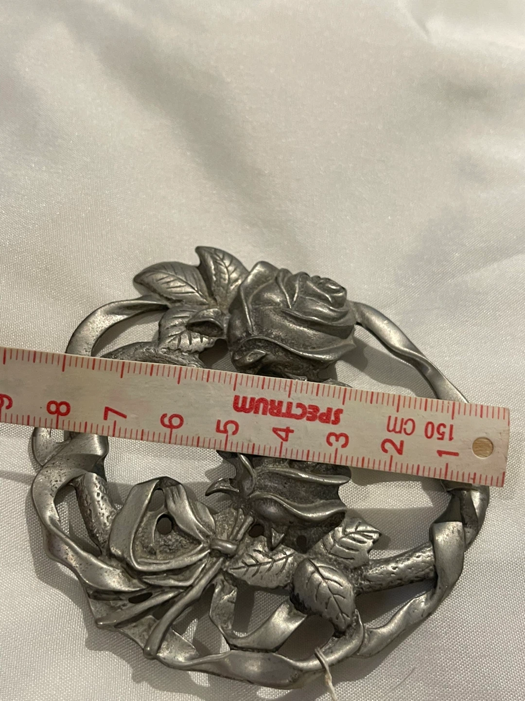 Vintage Signed Pewter Rose jar top - photo 2