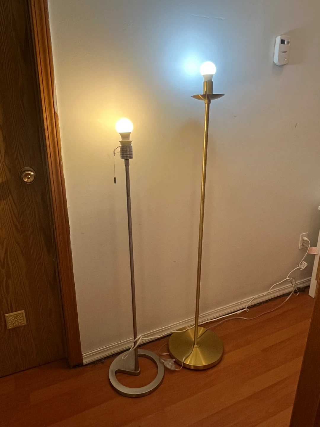 Two Floor Lamps - Gold and Silver