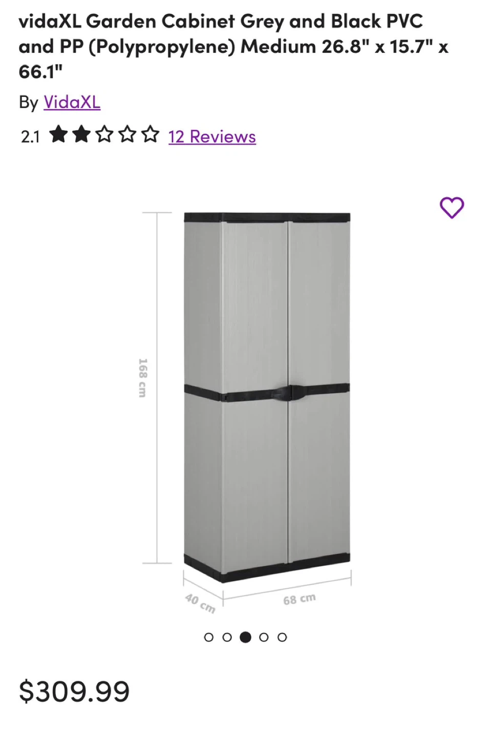 vidaXL Garden Cabinet - Grey & Black - photo 5