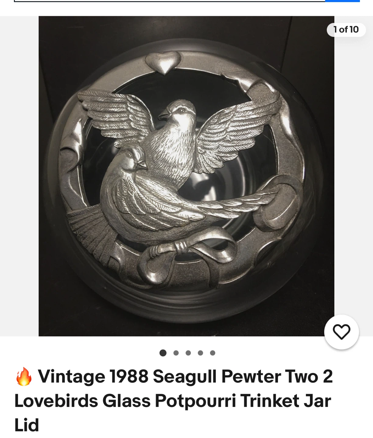 Vintage 1988 Seagull Pewter Trinket Jar Lid - photo 2