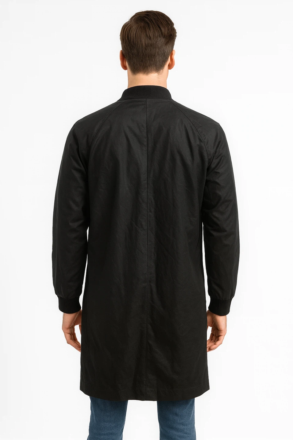 DKNY Black Cotton Long Bomber Jacket / Coat – Size L  Like New - photo 3