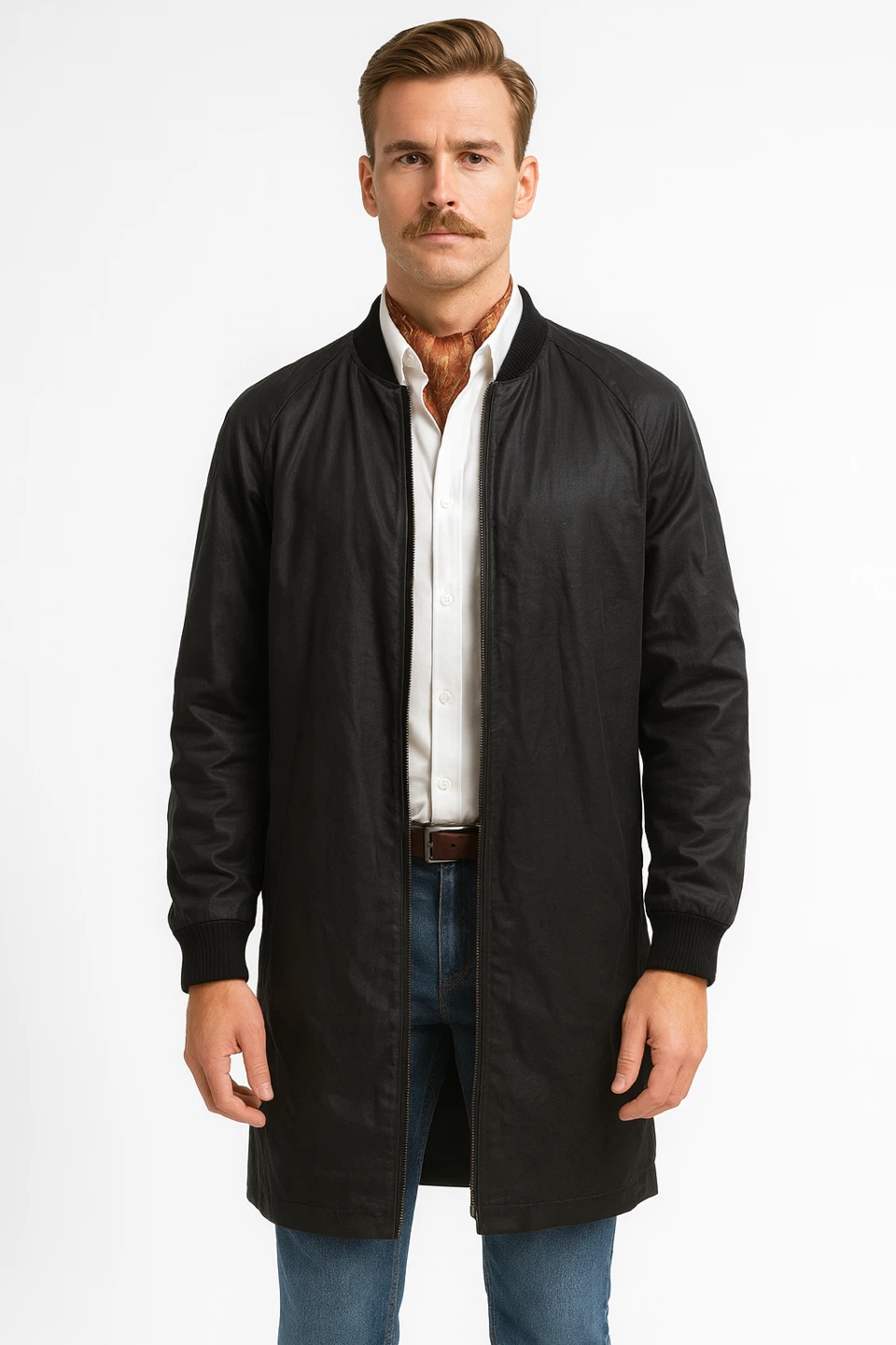 DKNY Black Cotton Long Bomber Jacket / Coat – Size L  Like New - photo 2