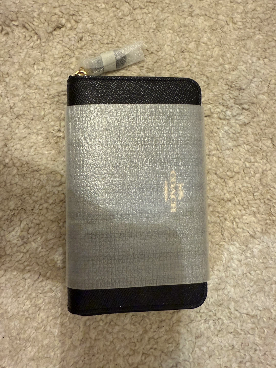 New Coach Black Leather Zip Around Wallet