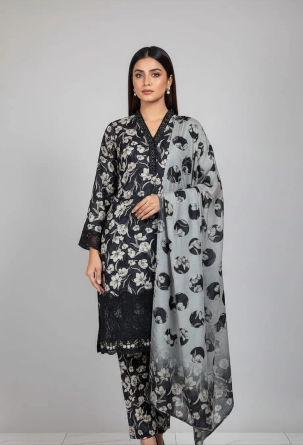 Floral Print Shalwar Kameez Suit