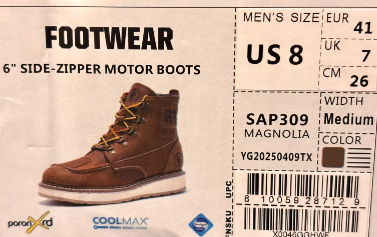 RR Footwear 6" Side-Zipper Motor Boots - US 8