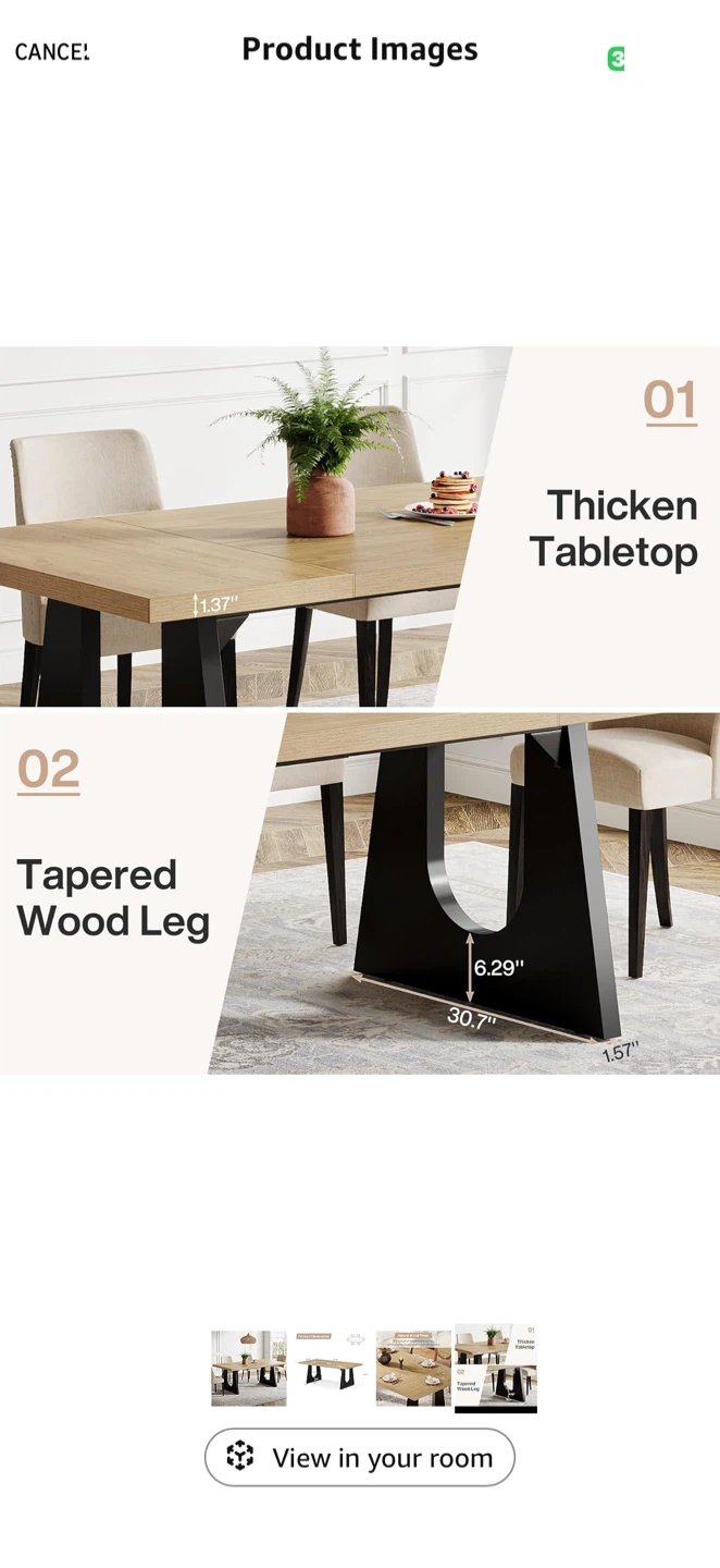 Dining Table with Natural Wood Finish - photo 3