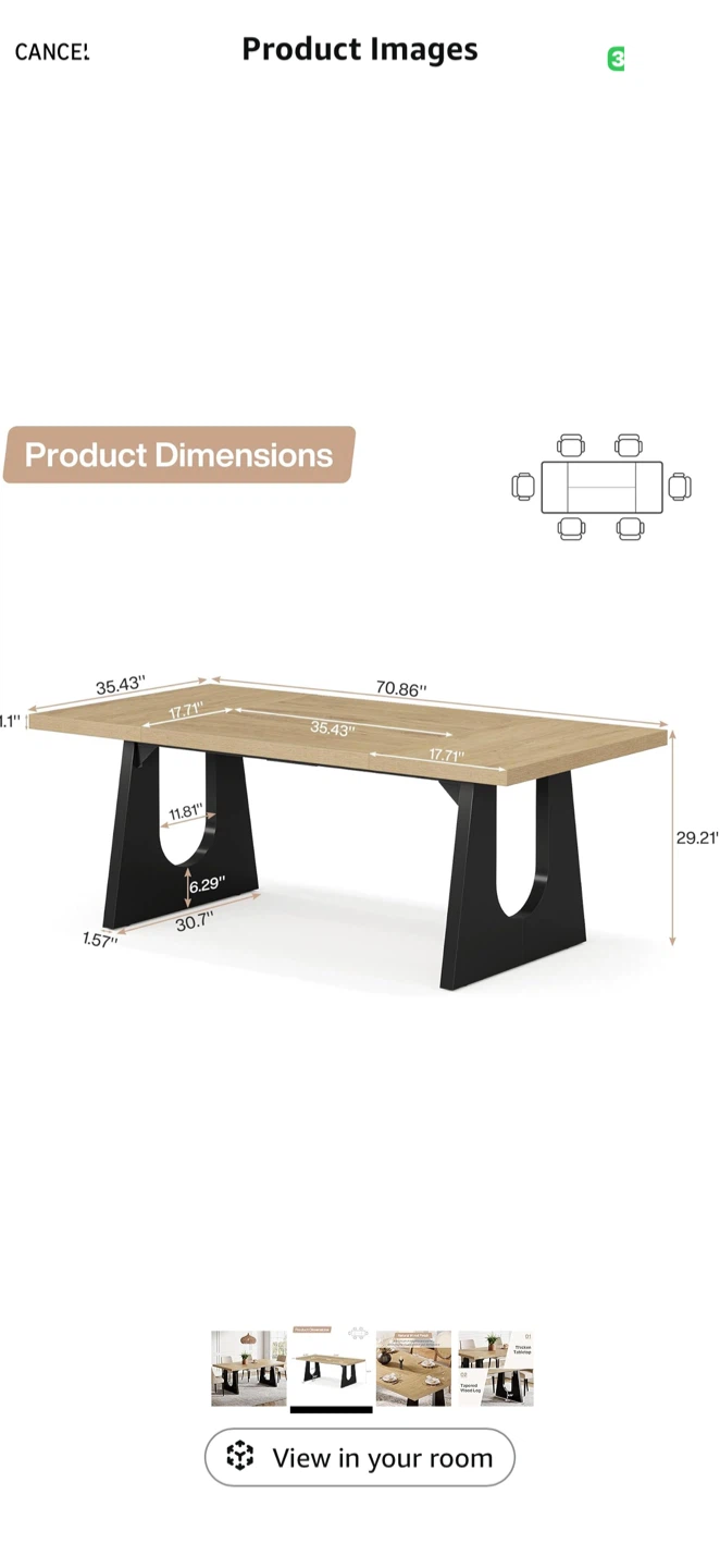Dining Table with Natural Wood Finish