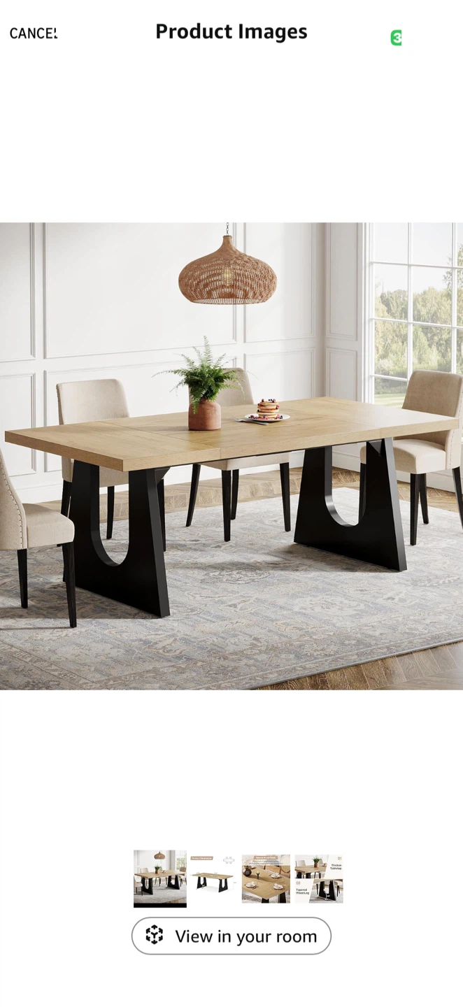 Dining Table with Natural Wood Finish - photo 2