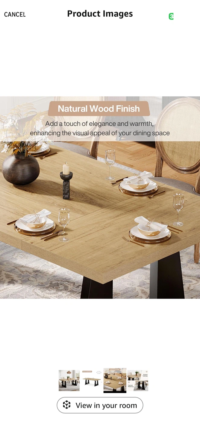 Dining Table with Natural Wood Finish - photo 4
