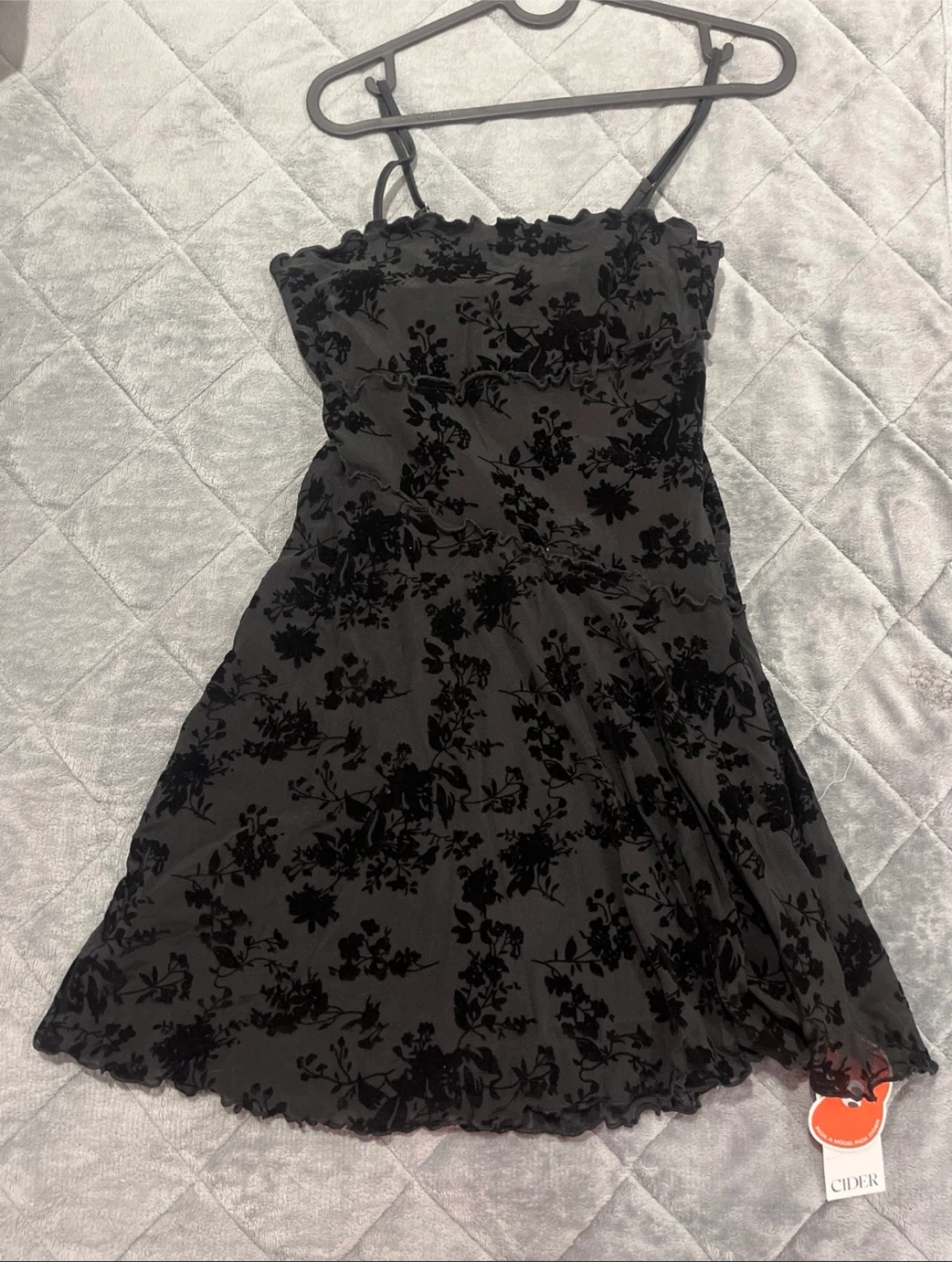 Cider Black Floral Mini Dress