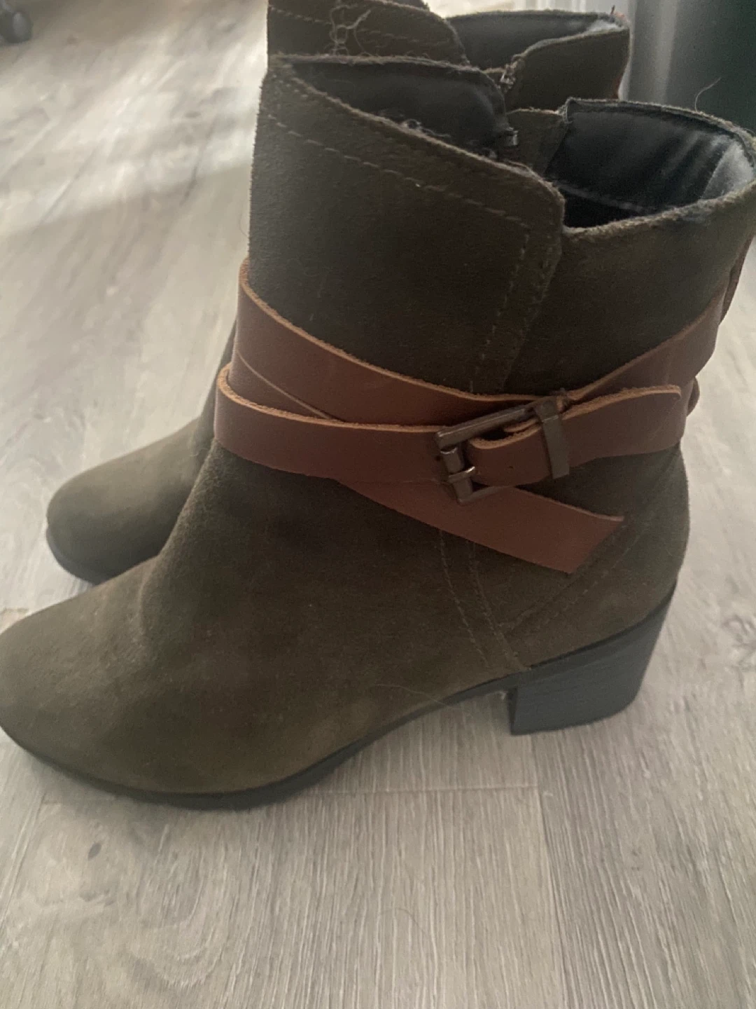 Olive Ankle Boots - Size 8.5
