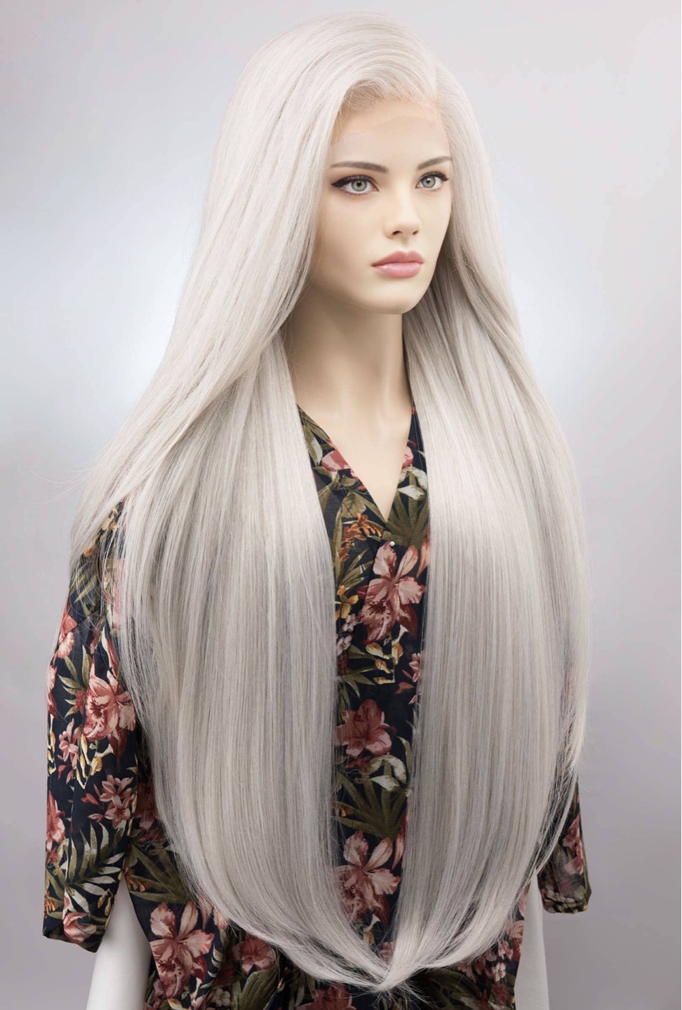 Extra long Icy Silver Lace Front Wig