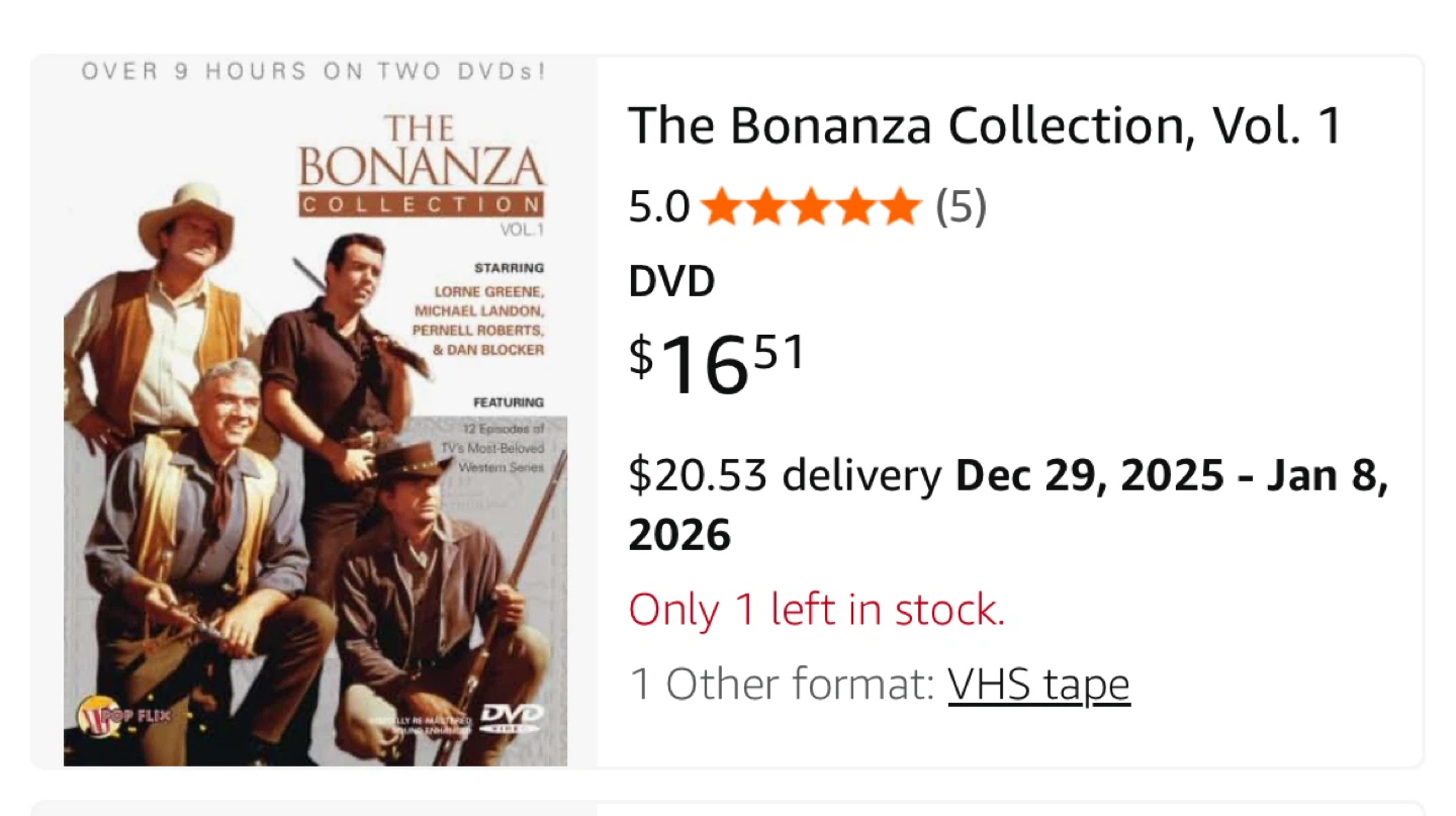 Sealed! The Bonanza Collection - 20 Classic Episodes on 4 DVDs - photo 4