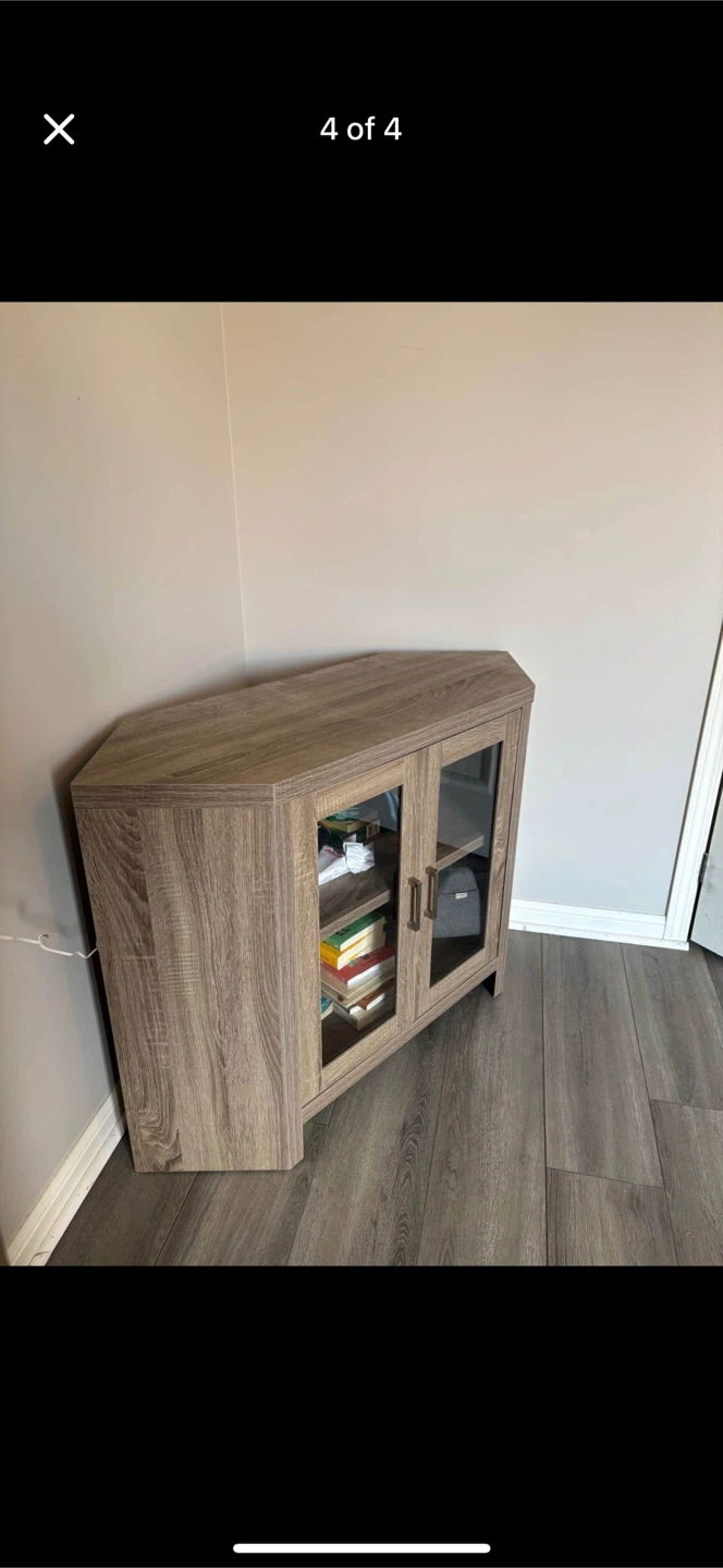 Corner TV Stand with Glass Doors - photo 2