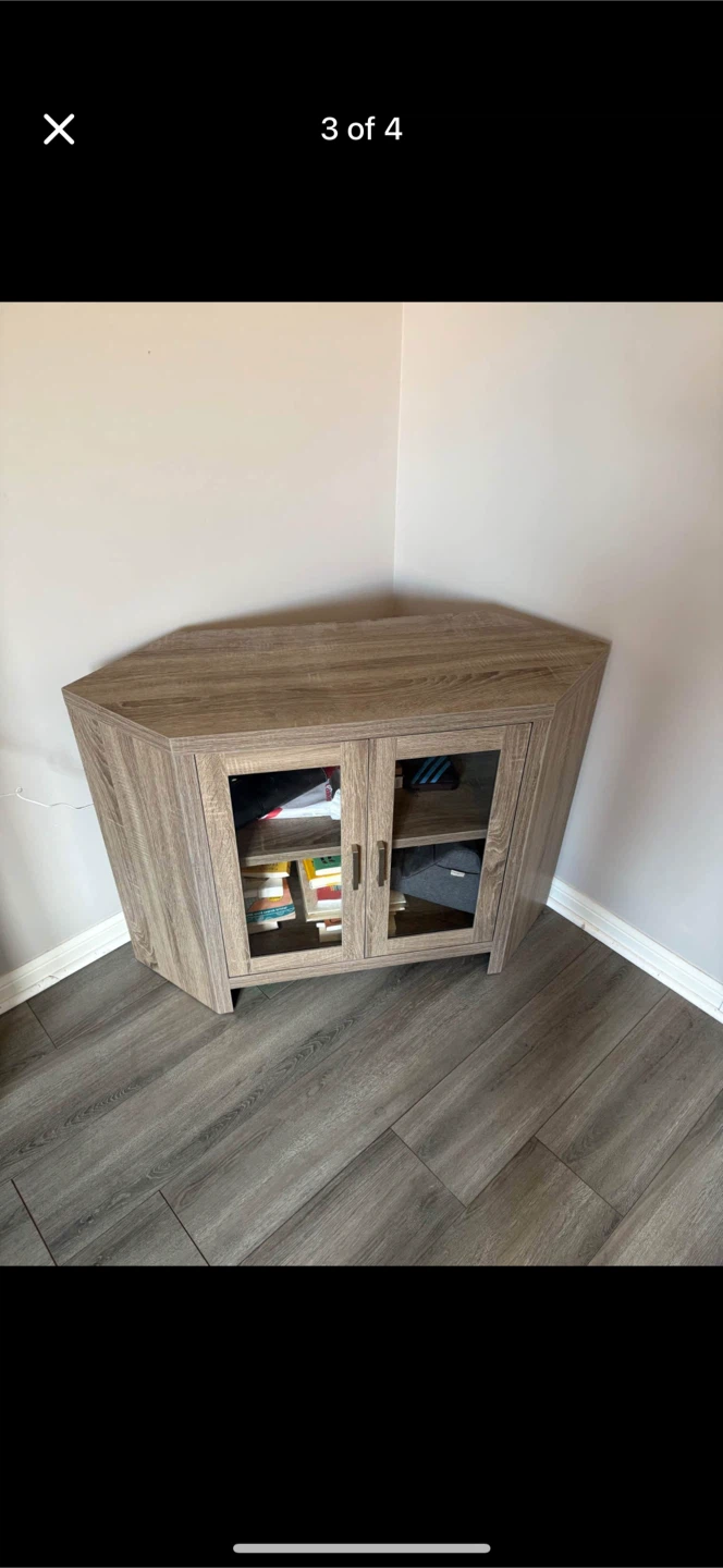 Corner TV Stand with Glass Doors