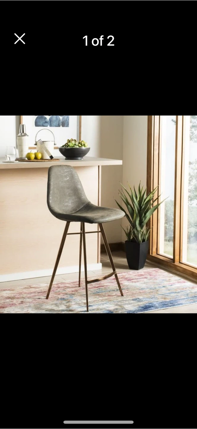 Grey Faux Leather Bar Stool - Brand New!