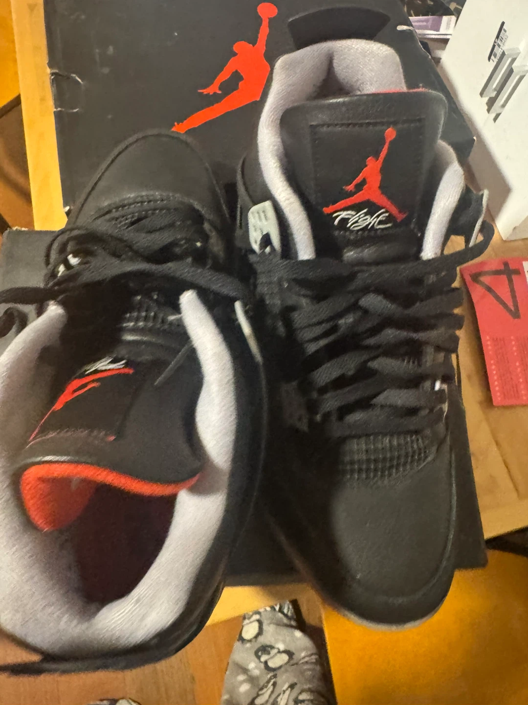 Nike Air Jordan 1 & 4, Red/Black, Size 12Unknown - photo 2