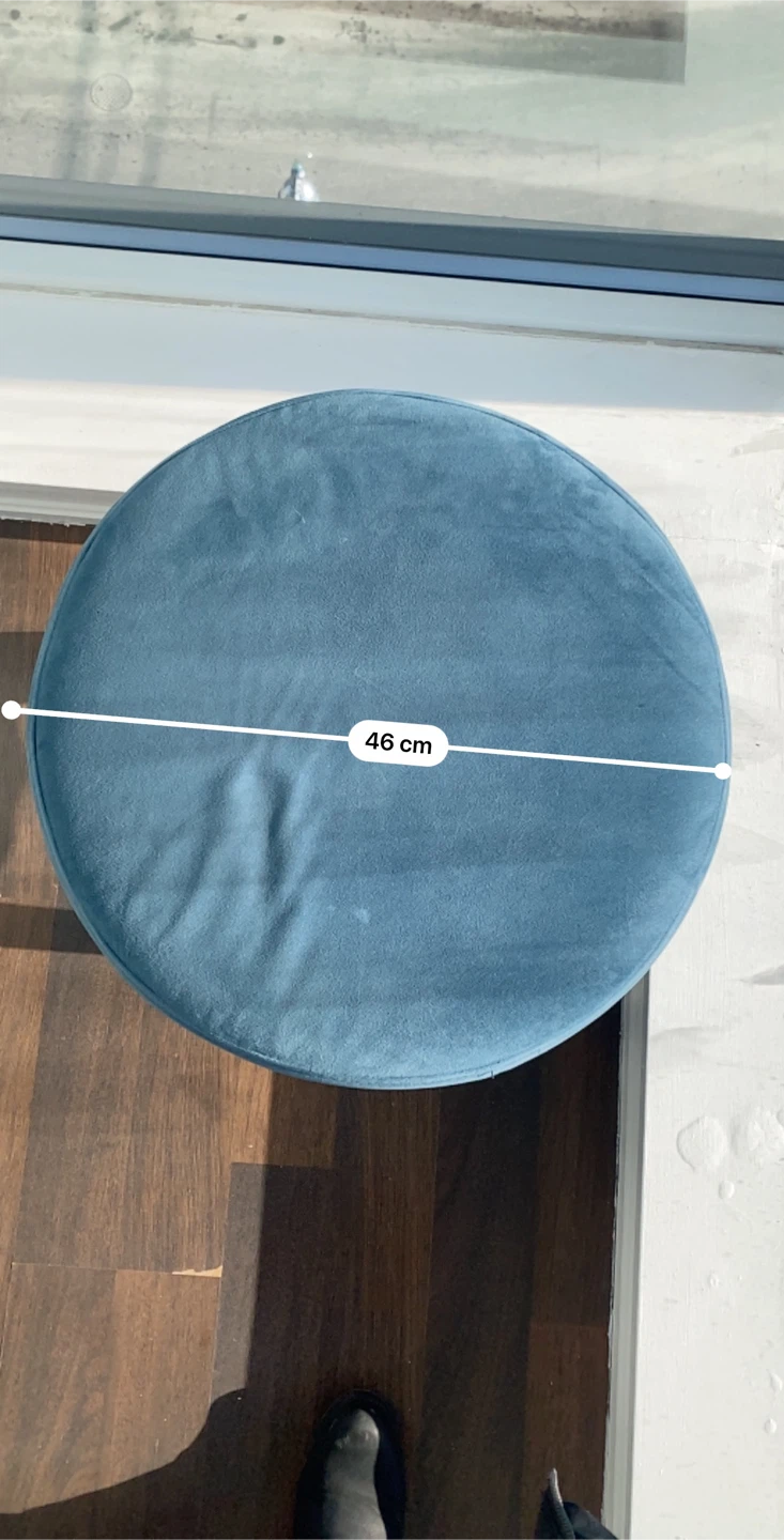 Blue Velvet Ottoman - 46cm Diameter - photo 2